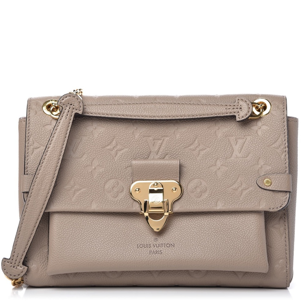 Louis Vuitton Taupe Monogram Embossed Leather Shoulder Bag with Gold Hardware